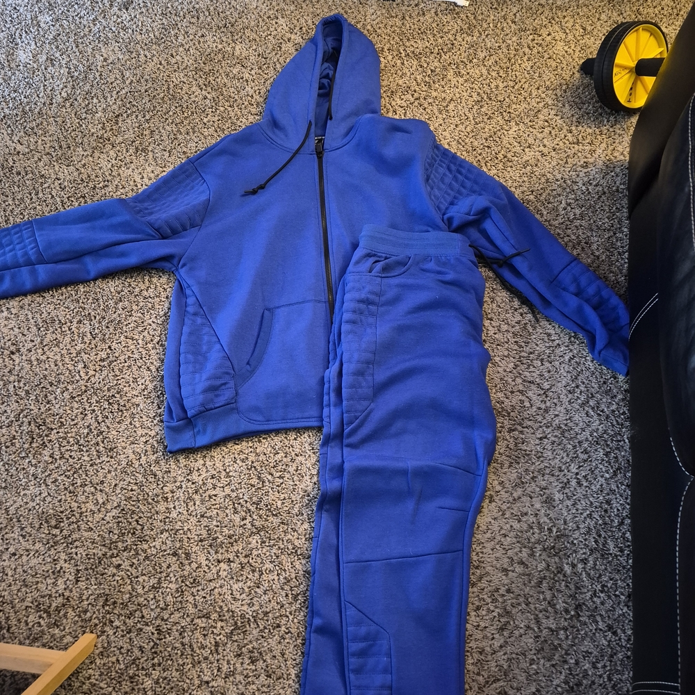 SHEIN Royal Blue Zip-Up Hoodie & Jogger Set